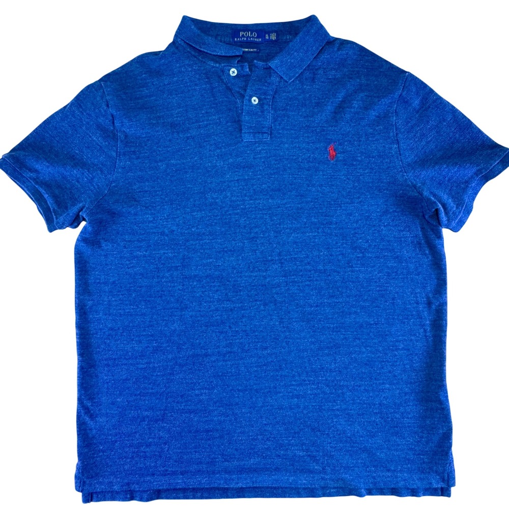 Polo Ralph Lauren Custom Slim Fit Blue Cotton Polo Shirt Men's XL